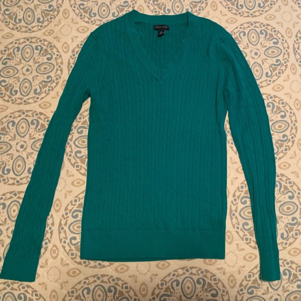 Tommy Hilfiger Women’s V Neck Sweater, Medium, Green